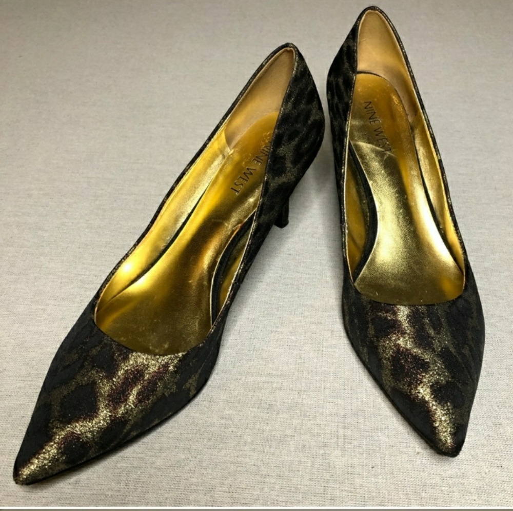 NINE WEST Austin Metallic Cheetah Heels Sz 8EUC!